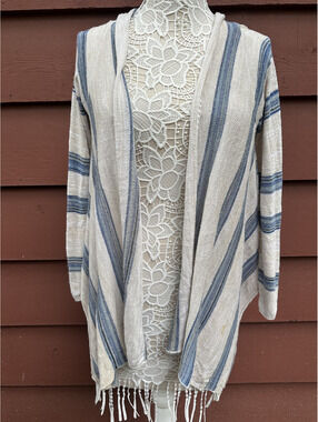 Absolutely Creative Worldwide Striped Open Front Cardigan Sweater